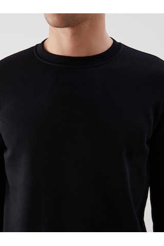 Lcwaıkıkı Basic Siyah Bisiklet Yaka Uzun Kollu Erkek Sweatshirt