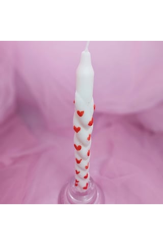Şamdan Mum Kırmızı Kalpli 2 Li Set