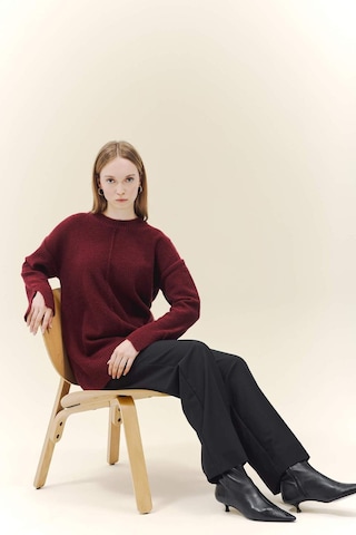 Defacto Loose Fit Bisiklet Yaka Triko Kazak Tunik F4547ax25wnbr181 Bordo-br181