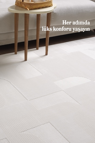 Modern Halı Yıkanabilir Halı Kaymaz Tabanlı Halı Salon Halısı Mutfak Halısı Sisal Krem Halı Krem