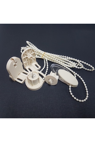 Stor Perde Mekanizması 32mm Geniş Kasa Çift Vidalı Takmatik Zincir Takımı Tam Set Zebra Perde Mekanizması Krem