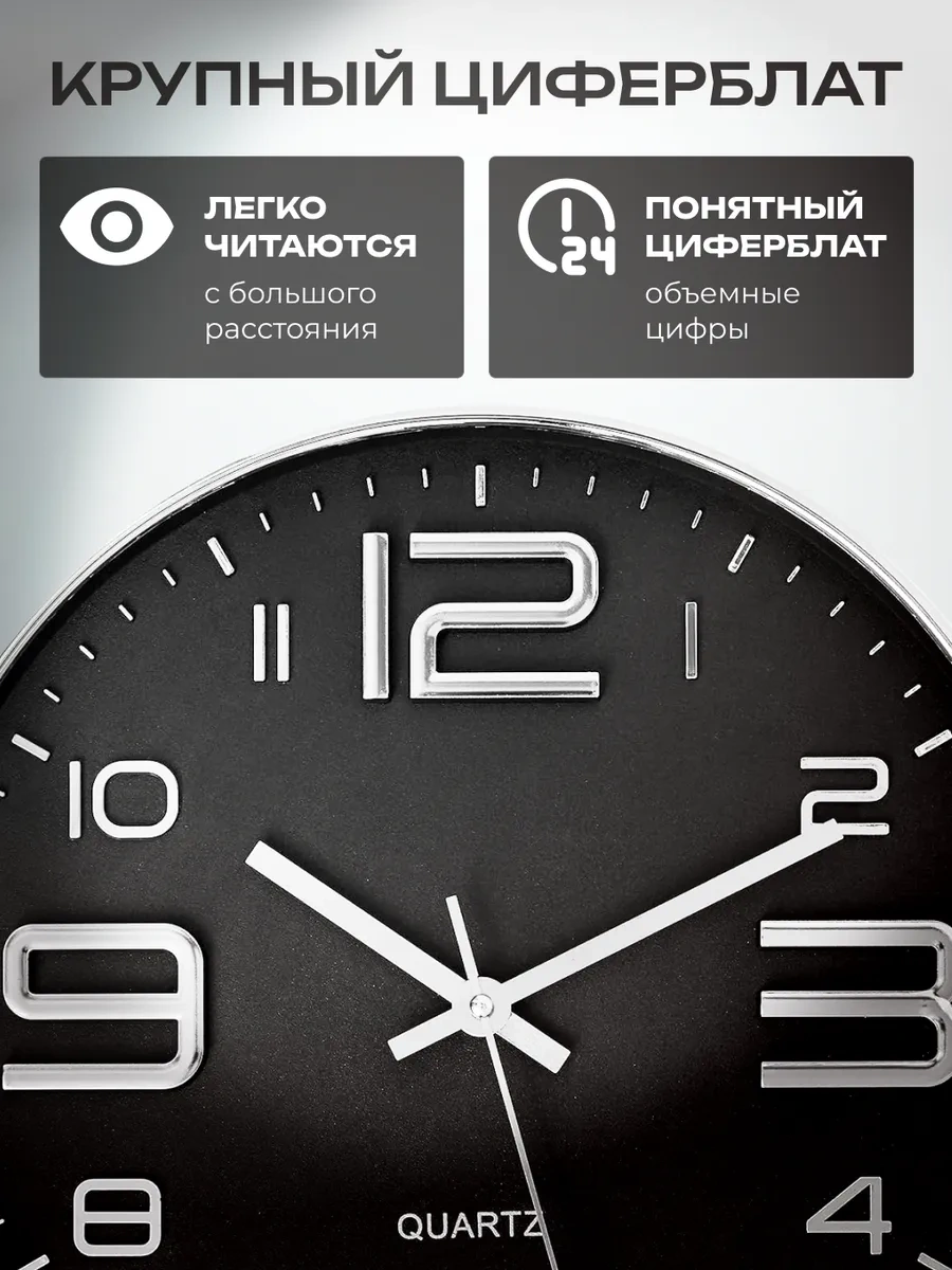 Casy Market Mutfak İçin Yuvarlak Sessiz Duvar Saati 25 Cm 462986365 Siyah