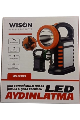 Wıson Ws-4343 Çok Fonksiyonlu Solar Şarjlı Powerbanklı Kamp Lambası