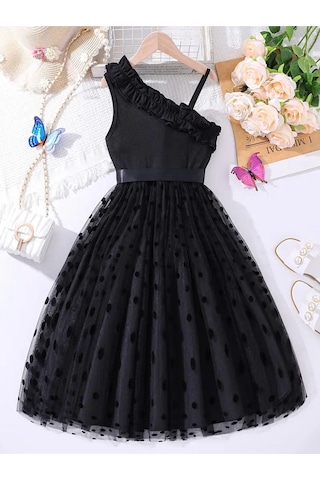 Varas Askılı Elbise - Mezuniyet Elbisesi - Kız Çocuk Abiye Gösteri Elbisesi A.Yeşil