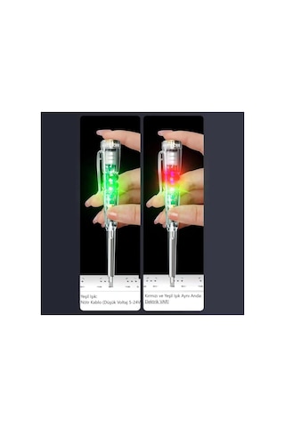 Kontrol Kalemi Elektrik Elektronik Test Cihazı Kırmızı Yeşil Led Işıklı Faz Voltaj Testi Tornavida