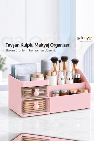 Galeriyo Makyaj Organizeri Çekmeceli Pembe
