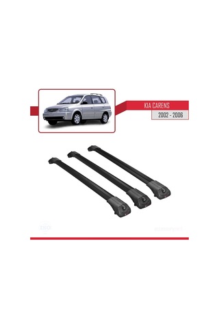 Kia Carens 2002-2006 Arası İle Uyumlu Ace-1 Ara Atkı Tavan Barı Siyah 3 Adet Bar