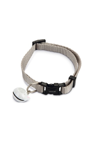 Hnrlıshp Beeztees Kedi Boyun Tasması, Zilli, Açık Gri, 20-30cm