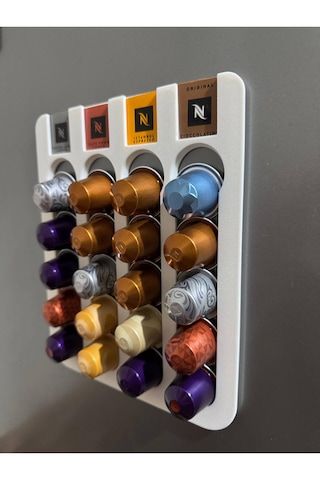 Kapsül Kahve Standı Buzdolabı Için Mıknatıslı 20 Kapsül Kapsül Tutucu Beyaz Renk Beyaz