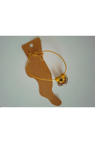 Glamglamour Mat Sarı Deri Göz Bayan Halhal