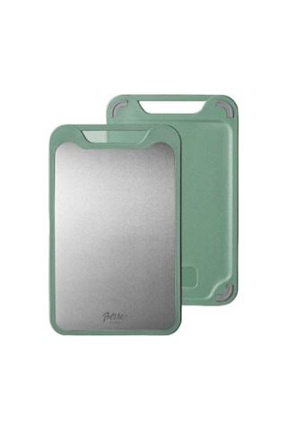 Moveevo 304 Çelik Yeşil Çift Taraflı Kesme Tahtası, 40x25cm Büyük Boy, Hamur Ve Sebze İçin Çok Amaçlı Kullanim Yeşil