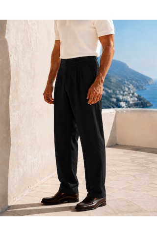 Danger Erkek Baggy Fit Pileli Kumaş Pantolon Siyah 0172dngr