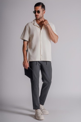 Braccas Erkek Yandan Cepli Beli Lastikli Relaxed Fit Chino Pantolon Antrasit Antrasit