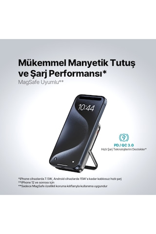 Ttec Recharger Pro M LCD 10.000 mAh Magsafe Uyumlu PD 20W Stantlı Kablosuz Taşınabilir Hızlı Şarj Aleti