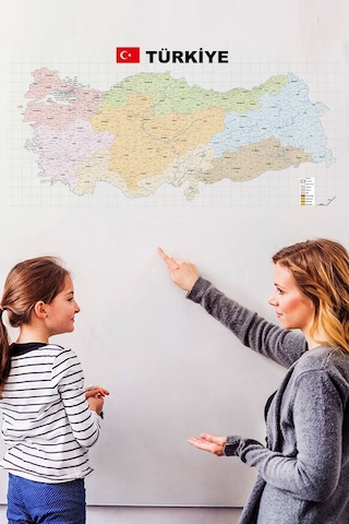 Türkiye Il Ilçe Haritası Yazı Tahtası Akıllı Kağıt Tahta Kalem He-Şeffaf
