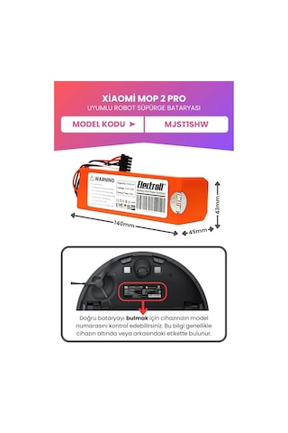 Xiaomi Mop 2 Pro Batarya Mjst1shw Maksimum Kapasite 7000mah