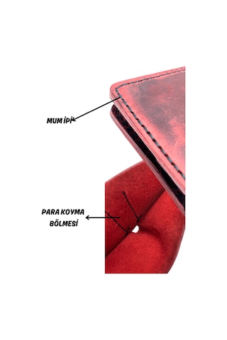 El Yapımı Hakiki Deri Premium Cüzdan Kırmızı Geniş Model Kırmızı