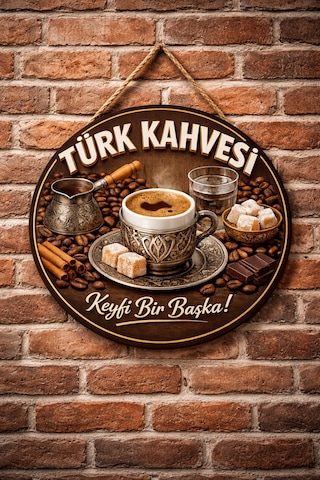 Mayeka Cafe Restoran İçin Türk Kahvesi Kahve Duvar Kapı Tablo Süsü Ahşap Askılı Pano Tabela No 2