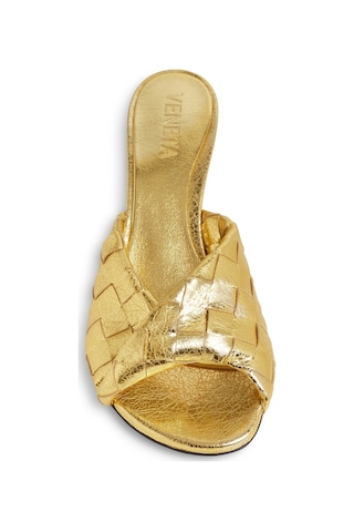 Bottega Veneta Göz Alıcı 50mm Topuklu Mule Terlik Altın