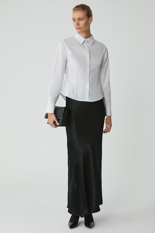 Ethıquet Evangelıne Kadın Slim Fit Dar Kesim Likralı Cepsiz Uzun Kollu Poplin Beyaz Gömlek