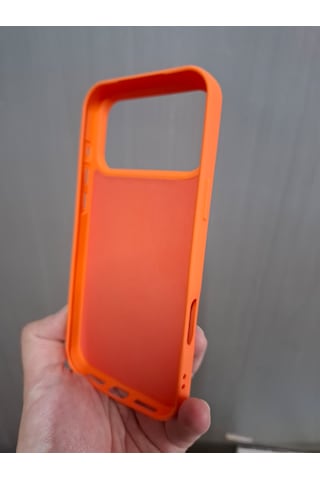 Apple Uyumlu iPhone 17 Pro Max Logolu İçi Kadife Silikon Lansman Kılıf Koyu Turuncu