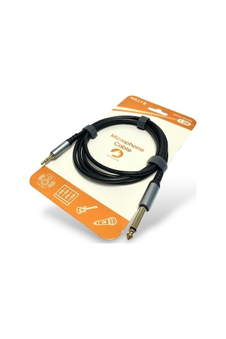 Fully 1.5metre 6.3mm Mono - 3.5mm Stereo Kablo - Siyah