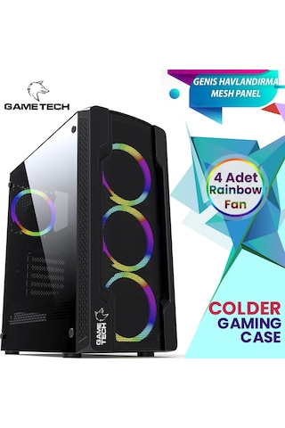 Gametech Colder Rainbow 4x120 MM Fanlı Oyuncu Bilgisayar Kasası