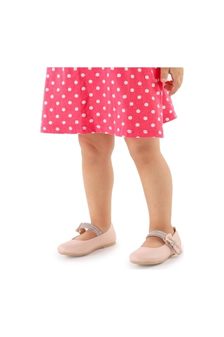 Kiko Kids Cırtlı Kız Çocuk Taşlı Babet Ayakkabı 252 Cilt Pudra 001