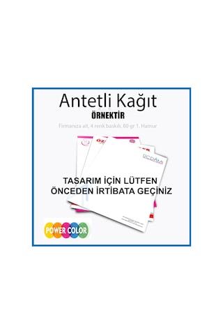 Antetli Kağıt 4 Renk + Tasarım 500 Adet Antetli Kağıt 4 Renk + Tasarım 500 Adet