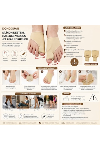 Silikon Destekli / Yastıklı Halluks Valgus İzolasyon Jel Ayak Koruyucu Ayak Parmak Ayırıcı Yumuşak Bunion Düzeltici Parmak Hizalama Ve Günlük Konfor Desteği 1 Çift Beden : M 35-38 -----