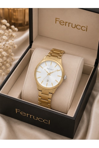 Ferrucci Fc09889 Business Model Altın Renk Takvimli Çelik Kordon Ve Kasa Erkek Kol Saati Gold