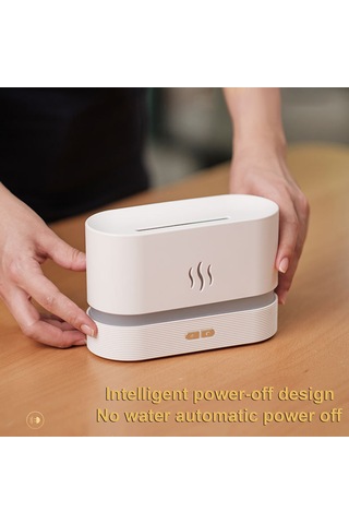 Neevoyu Beyaz Ev Ofis Kullanıma Uygun 180ml Hava Nemlendirici, Ateş Efekti Işıklı Kokulu Buhar Saatlik 15-20ml Atımlı 701 Model Aromaterapi Makinesi