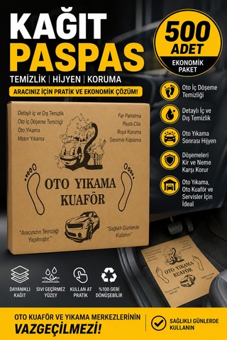 Oto Yıkama Kağıt Paspas 500 Adet 130 Gr Tek Kullanımlık Kağıt Paspas