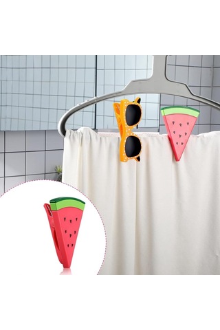 Hfambition 8 Adet Renkli Plastik Plaj Havlusu Klipsi - Güneş Gözlüğü, Meyve Suyu Bardağı, Dondurma Ve Karpuz Desenleri