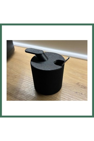 En-cag 3d Baskı 2li Kaşıklı Şekerlik Baharatlık Seti Kapaklı Fitilli Dekoratif Mutfak Sunum Kabı 7x7 Cm Bss
