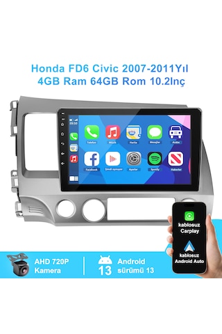 Honda Fd6 Civic 2007-2011yıl 4gb Ram 64gb Rom Carplay Android Mul