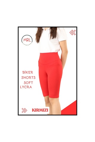 Kırmızı Biker Şort Yüksek Bel İç Göstermez Esnek Yumuşak Likralı Soft Tbiker Basics Kırmızı