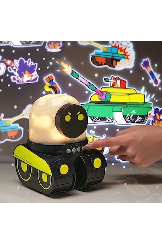 Çocuklar Için Eğitici Ve Eğlenceli Robot Temali Projektör Gece Lambasi