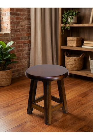 Ahşap Tabure 35 Cm Şık Ve Dayanıklı Ceviz