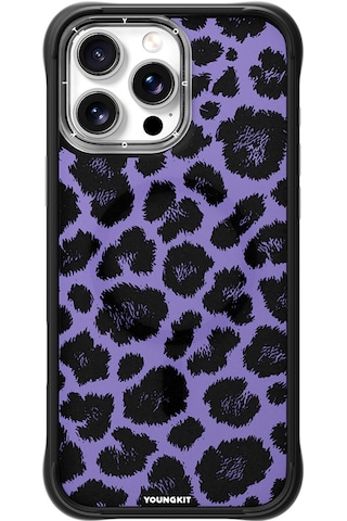 Apple iPhone 16 Pro Max Uyumlu Kılıf M-safe Şarj Özellikli Youngkit Leopard Serisi Kapak Mor