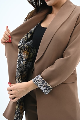 Kadın Leopar Astar Detaylı Ceket Takım 0115-25 001