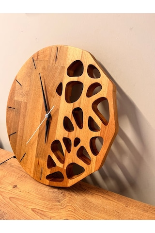 El Yapımı Ahşap Duvar Saati Kayın Ağacı Modern Dekoratif Saat 30x30 Cm Minimalist Doğal Ahşap Saat Ahşap - Kahverengi