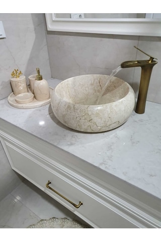 İsaoğlu Yapı Antik Gold Ocean Şelale Çanak Lavabo Bataryası Mat Gold Çanak Lavabo Bataryası Altın Lavabo Musluğu Gold