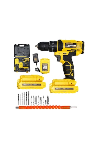 Dawrek 24 V 5 Ah Çift Akülü Darbeli Matkap Vidalama + 17 Parça Set