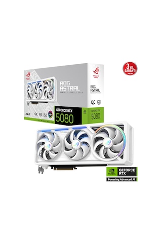 Asus Rog-astral-rtx5080-o16g-whıte, 16gb, 256bit, Gddr7, 2xhdmı, 3xdp Gamıng Ekran Kartı