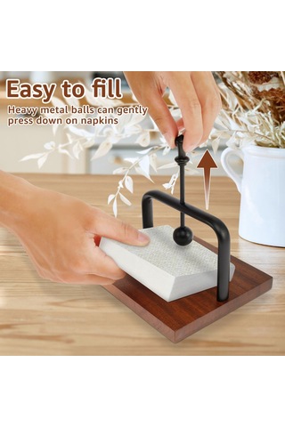 Geeroyoo Modern Ahşap Peçete Kutusu, Kristal Toplu Masalık Peçetelik, Restoran Ve Otel İçin Şık Dekorasyon Kahverengi