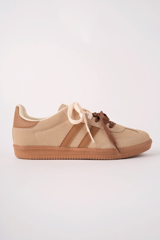 Muggo Taupe Çift Bağcıklı Günlük Kadın Sneaker Spor Ayakkabı Bej