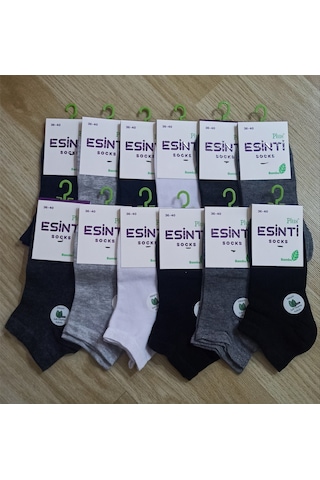 Esinti Bayan 12 Adet Bambu Dikişsiz 4 Renk Patik Çorap Çok Renkli