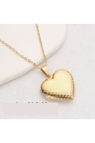 Desenli Gold Renk Kalp Gold Model Metal Kapağı Açılabilen Resim K Çok Renkli