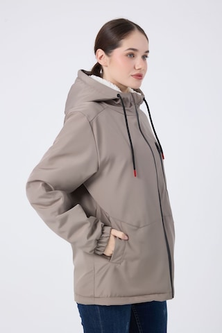 Kadın Vizon İçi Kürklü Su Ve Rüzgar Geçirmez Kapüşonlu Kışlık Mont & Kaban & Parka Vizon